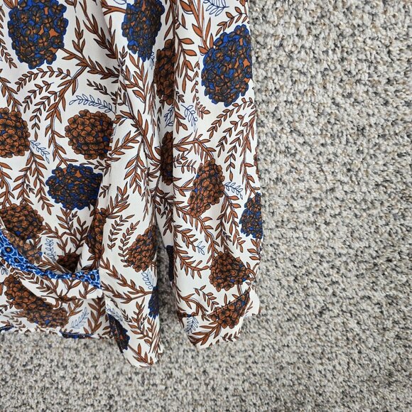 Daniel Rainn Top Womens Medium‎ Blue Brown Surplice Neck Long Sleeve Blouse - Picture 2 of 7